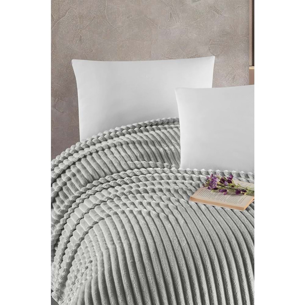 Pierre Cardin Super Soft Battaniye Tek Kişilik Line Gri