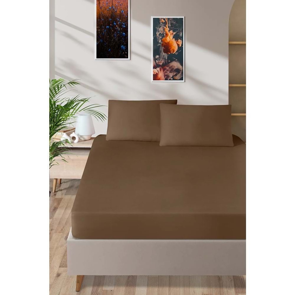 Pierre Cardin Pamuk Saten Lastikli Çarşaf 100x200 Kahve