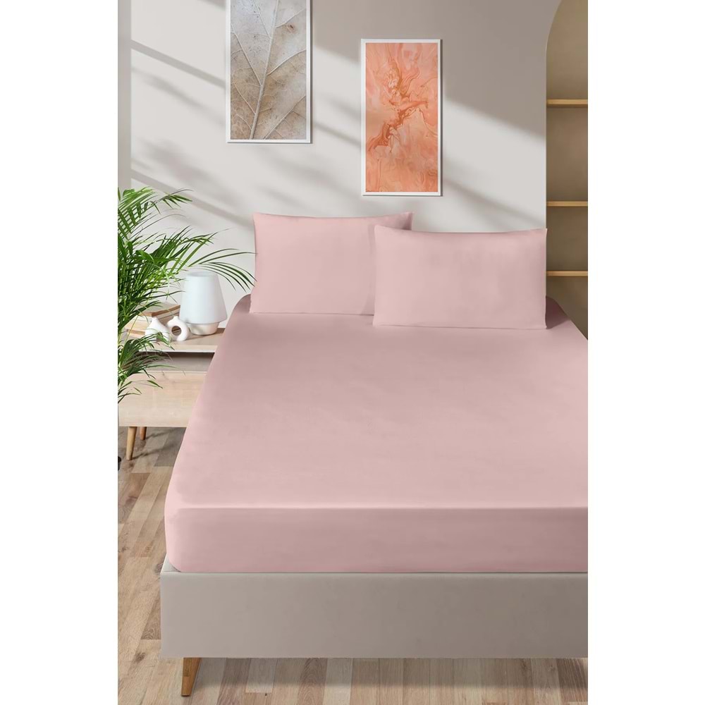 Pierre Cardin Pamuk Saten Lastikli Çarşaf 120x200 Pudra