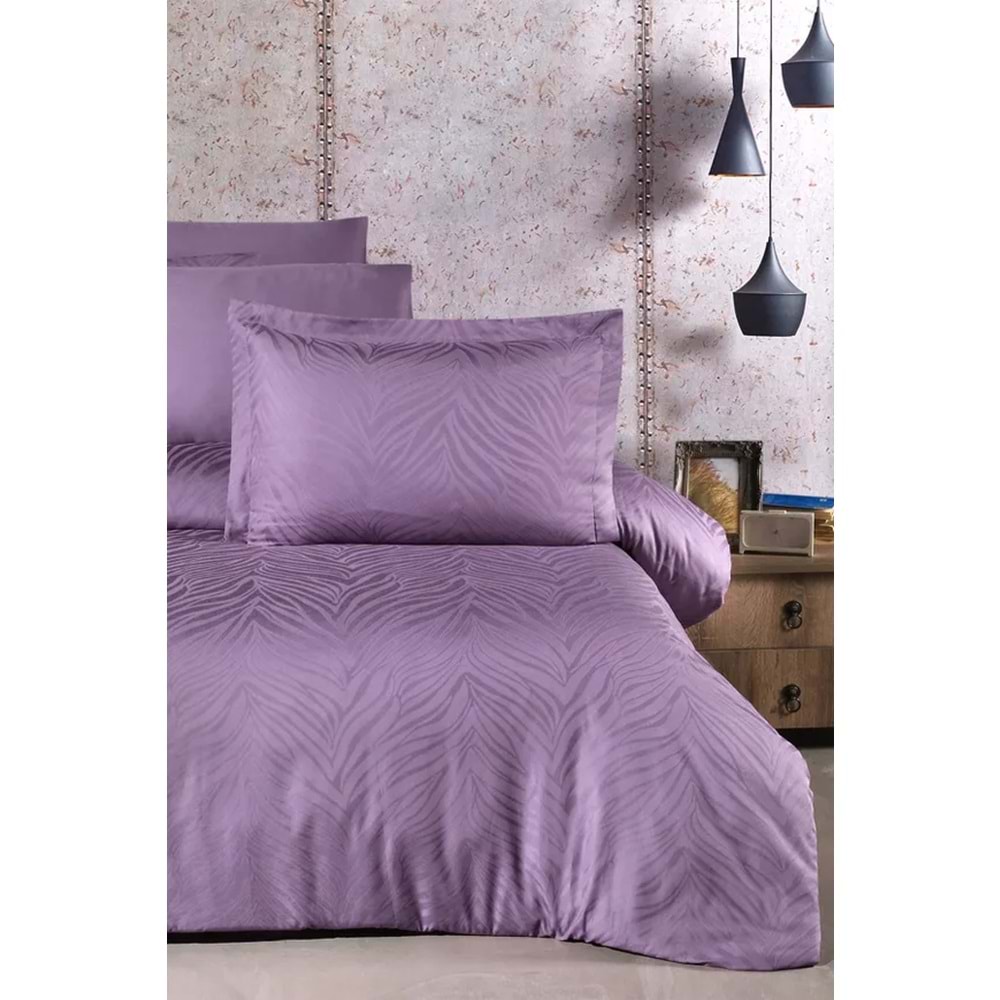 Pierre Cardin Jakarlı Saten Nevresim Takımı Çift Kişilik Zebra-Kül Moru