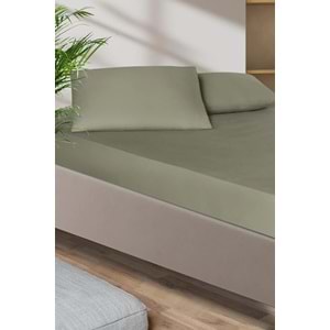 Pierre Cardin Pamuk Saten Lastikli Çarşaf 160x200 Haki