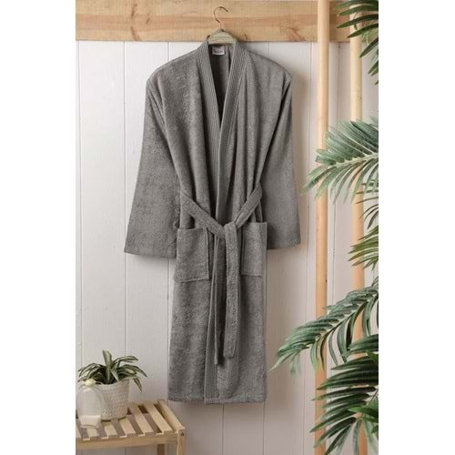 Pierre Cardin Bambu Erkek Bornoz Line Gri