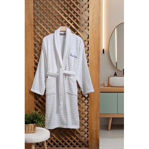 Pierre Cardin Soft Bornoz Wave L/XL Beden Beyaz