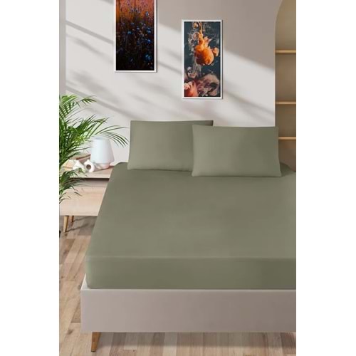 Pierre Cardin Pamuk Saten Lastikli Çarşaf 180x200 Haki
