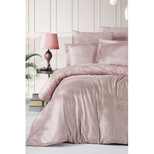 Pierre Cardin Jakarlı Saten Nevresim Takımı Çift Kişilik Stone Kahve