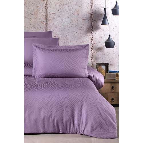Pierre Cardin Jakarlı Saten Nevresim Takımı Çift Kişilik Zebra-Kül Moru