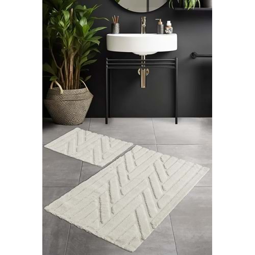 Pierre Cardin Pamuk Banyo Paspas Seti Twist Krem
