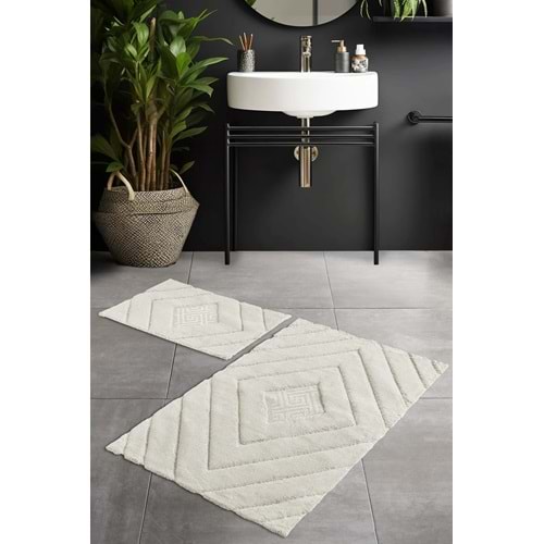 Pierre Cardin Pamuk Banyo Paspas Seti Diamond Krem